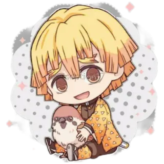 ⚡️ Zenitsu Agatsuma Demon Slayer เซ็นนิตสึ, ดาบพิฆาตอสูร, อนิเมะ, มังงะ, น่ารัก, จิบิ telegram sticker
