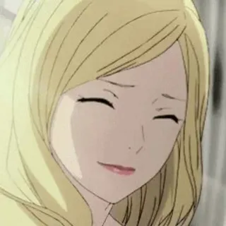 💈 anime, vrouw, blond, glimlachend, cartoon whatsapp sticker