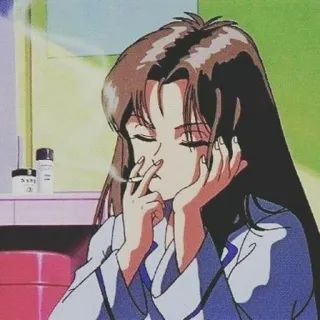 🚬 fumare, sigaretta, anime, ragazza, retrò, vintage telegram sticker