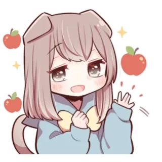 🦋 Anime, Perro, Lindo, Chica, Manzanas, Dibujos animados telegram sticker