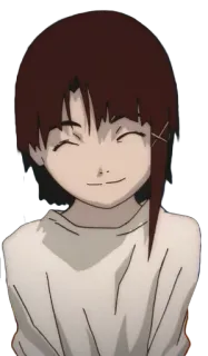 ☺️ Lain Iwakura Serial Experiments Lain anime, ragazza, sorriso, cartone animato, Lain telegram sticker