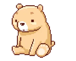 🤎 bear, cute, pixel art, animal, sitting, kawaii, teddy bear telegram sticker