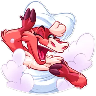 🧖‍♀️ Cartoon, Tier, Rot, Fröhlich, Heiter telegram sticker