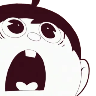 🍙 Desenho animado, Rosto, Expressão, Boca aberta, Chocado, Surpresa telegram sticker