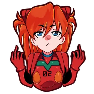 🖕 Asuka Langley Neon Genesis Evangelion Anime, Asuka, Stinkefinger, Offensiv, Sticker, Evangelion telegram sticker