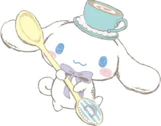 🐾 Cinnamoroll Cinnamoroll, kawaii, Sanrio, cute, dog, spoon, teacup telegram sticker
