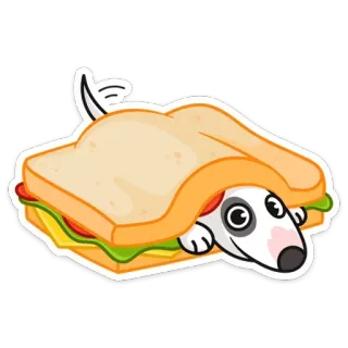 🥪 собака, сэндвич, животное, еда, милый, мультфильм whatsapp sticker