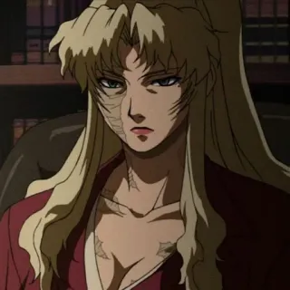 😕 Balalaika Black Lagoon Anime, Narbe, Militär, Frau, Blond whatsapp sticker