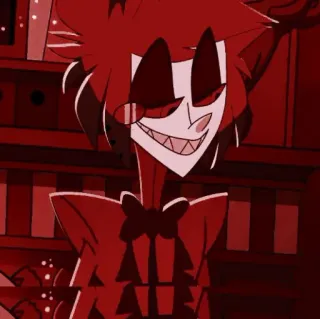 🧨 Alastor Hazbin Hotel demone, conduttore radiofonico, sorridente, cattivo, animazione telegram sticker