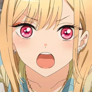 😮 Anime, Garota, Desenho animado, Mulher, Rosto, Expressão, Olhos, Loira telegram sticker