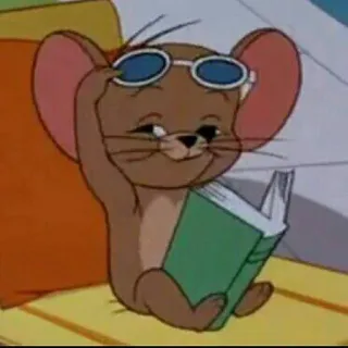 😎 Jerry Mouse Tom and Jerry Desenho animado, Rato, Óculos de sol, Lendo, Livro, Animado, Fofo telegram sticker
