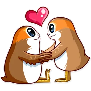 💑 Porg Porg, star wars, birds, heart, cute, love telegram sticker