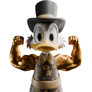 💪 Scrooge McDuck kaczka, kreskówka, Disney, mięsień, pieniądze, postać whatsapp sticker