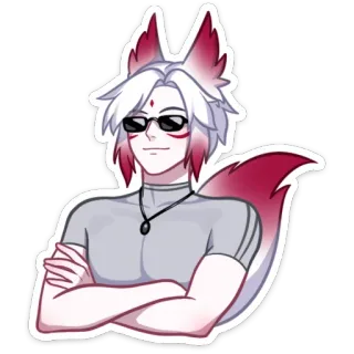 😎 renard, anime, manga, personnage, lunettes de soleil whatsapp sticker