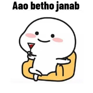 ☺️ Aao betho janab Kartun, Duduk, Sapaan, Lucu, Karakter, Gelas anggur telegram sticker
