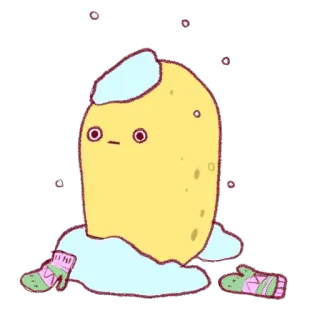 ❄️ картофель, снег, зима, милый, мультфильм, варежка telegram sticker