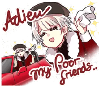 😥 Adieu my poor friends... adieu, départ, au revoir, dessin animé, voiture rouge whatsapp sticker
