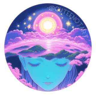 🌌 @CUTEENOTART clouds, stars, landscape, fantasy, person, peaceful, art telegram sticker