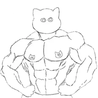 💪 gato, musculoso, fisiculturista, animal, meme, engraçado telegram sticker