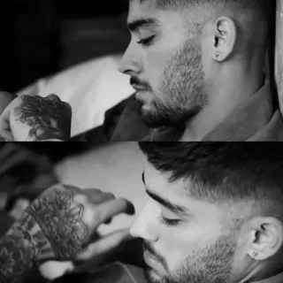 😐 Zayn Malik ゼイン・マリク, 歌手, ポートレート, 白黒, 男性, イヤリング telegram sticker