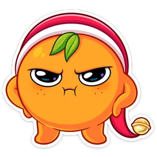 😡 fruit, orange, mignon, dessin animé, endormi, pyjama, en colère telegram sticker