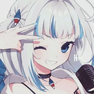 🦈 Gawr Gura Anime, Vtuber, Gawr Gura, Hololive, Hai, Kawaii, Figur telegram sticker
