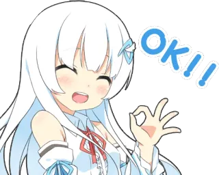 👌 OK!! อนิเมะ, ผู้หญิง, โอเค, น่ารัก, สติกเกอร์ telegram sticker