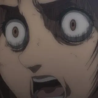 😧 attaque des titans, animé, cri, peur, choc, personnage animé whatsapp sticker