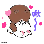 😘 oso, conejo, abrazando, amor, dibujos animados, corazón telegram sticker