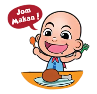 😋 Jom Makan! Dessin animé, Nourriture, Manger, Faim, Mignon, Poulet telegram sticker