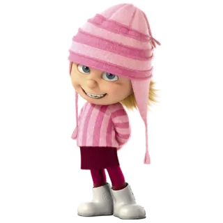 😀 Agnes Despicable Me cartone animato, ragazza, minion, cappello, rosa, bambino telegram sticker