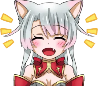 😄 애니메이션, 고양이 소녀, 귀여운, 카와이, 만화, 소녀, 미소 telegram sticker
