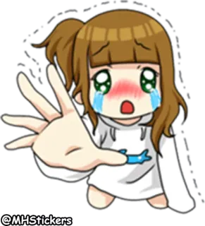 😢 @MHStickers anime girl, cartoon, sad, crying, digital art telegram sticker
