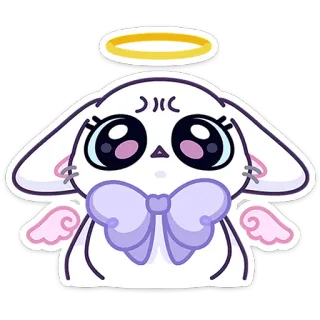 ⭐ 天使, うさぎ, 可愛い, 漫画, 光輪, 動物 telegram sticker