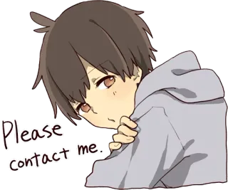 😞 Please contact me. styl anime, chłopak, zamówienie, kontakt, słodki telegram sticker