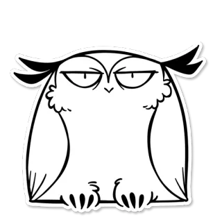 👿 올빼미, 새, 만화, 동물, 스티커, 일러스트, 그림, 윤곽선 telegram sticker