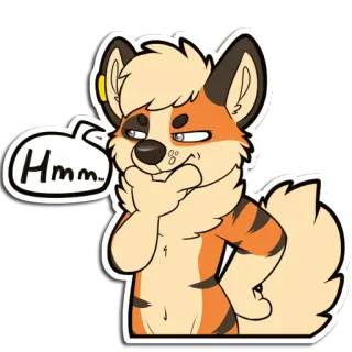 🤔 Hmm... furry, anthropomorphic, thinking, skeptical, questioning, cute, cartoon telegram sticker