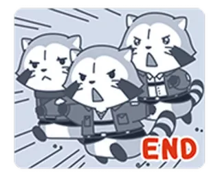 🔚 END procione, animale, carino, cartone animato telegram sticker