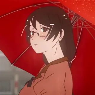 🎭 Anime, Dziewczyna, Okulary, Parasol telegram sticker