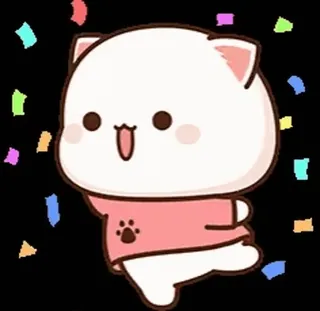 🥳 gatto, carino, animale, cartone animato, adesivo telegram sticker