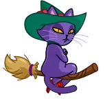 😒 Katze, Hexe, Besen, Magie, Halloween, Tier telegram sticker