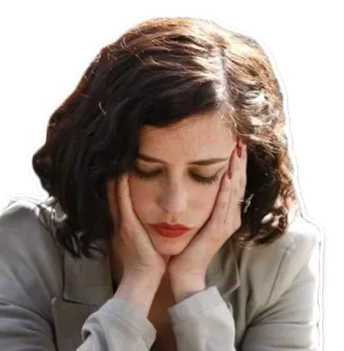 😔 woman, portrait, sad, pensive, worried, stress telegram sticker