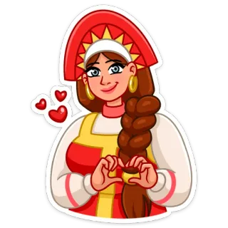 😍 donna, cuori, russo, tradizionale, folk, ragazza whatsapp sticker