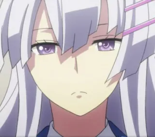 💜 anime girl, purple eyes, white hair, cute, expressionless, emotionless telegram sticker