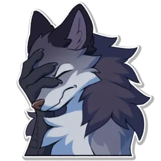😑 หมาป่า, เอามือก่ายหน้าผาก, ผิดหวัง, สัตว์, ขน telegram sticker