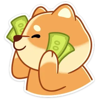 🤑 개, 돈, 금융, 귀여운, 만화, 시바견, 부, 성공 telegram sticker