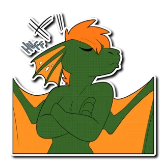 😤 HUFF dragão, bravo, desenho animado, furry, réptil telegram sticker