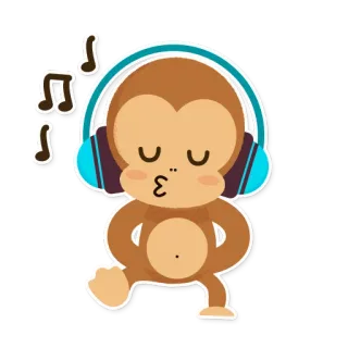 🎧 monyet, binatang, kartun, headphone, musik, stiker telegram sticker