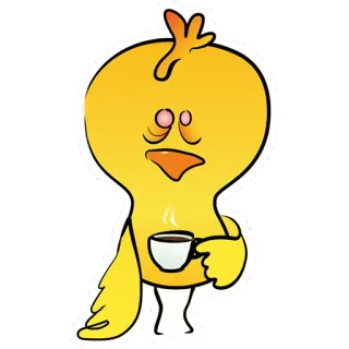 ☕️ cartoon, chick, coffee, tired, morning, bird, cute telegram sticker