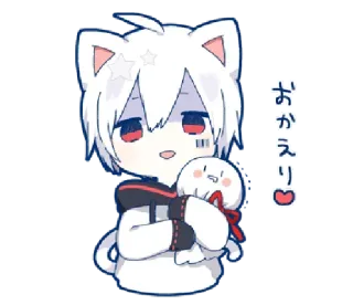 😈 おかえり cat, anime, cute, kawaii, welcome whatsapp sticker